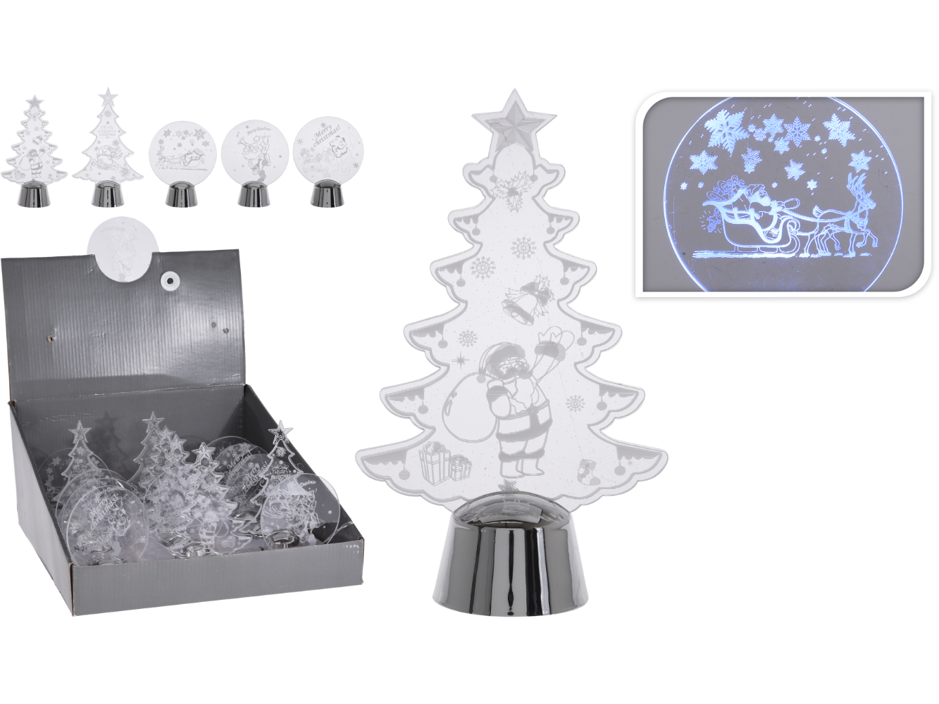 LED Deko Aufsteller Weihnachten, kalt-weiß blinkend