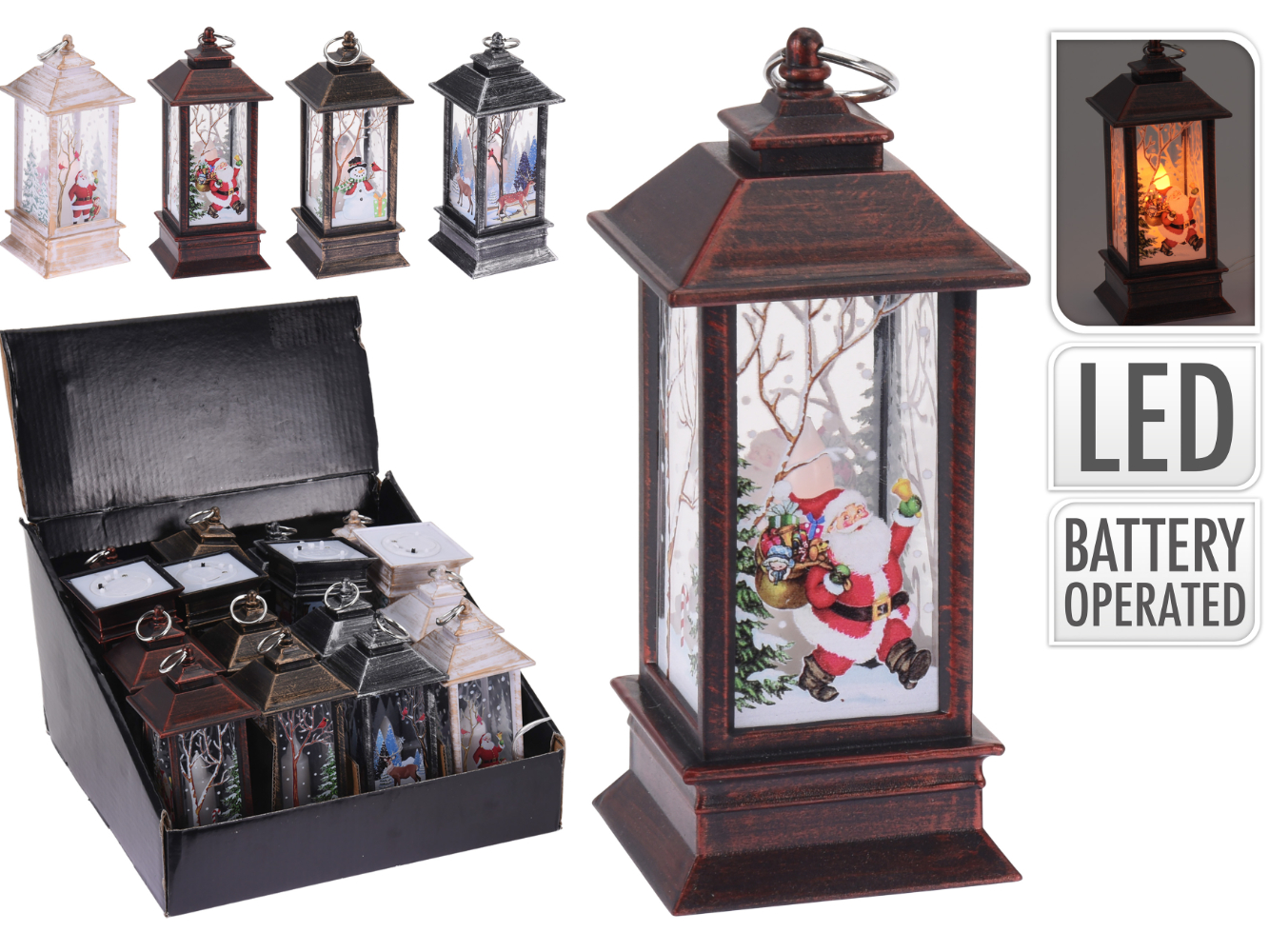 LED Deko Laterne / Figur Weihnachtsmotive, warm-weiß flackernd