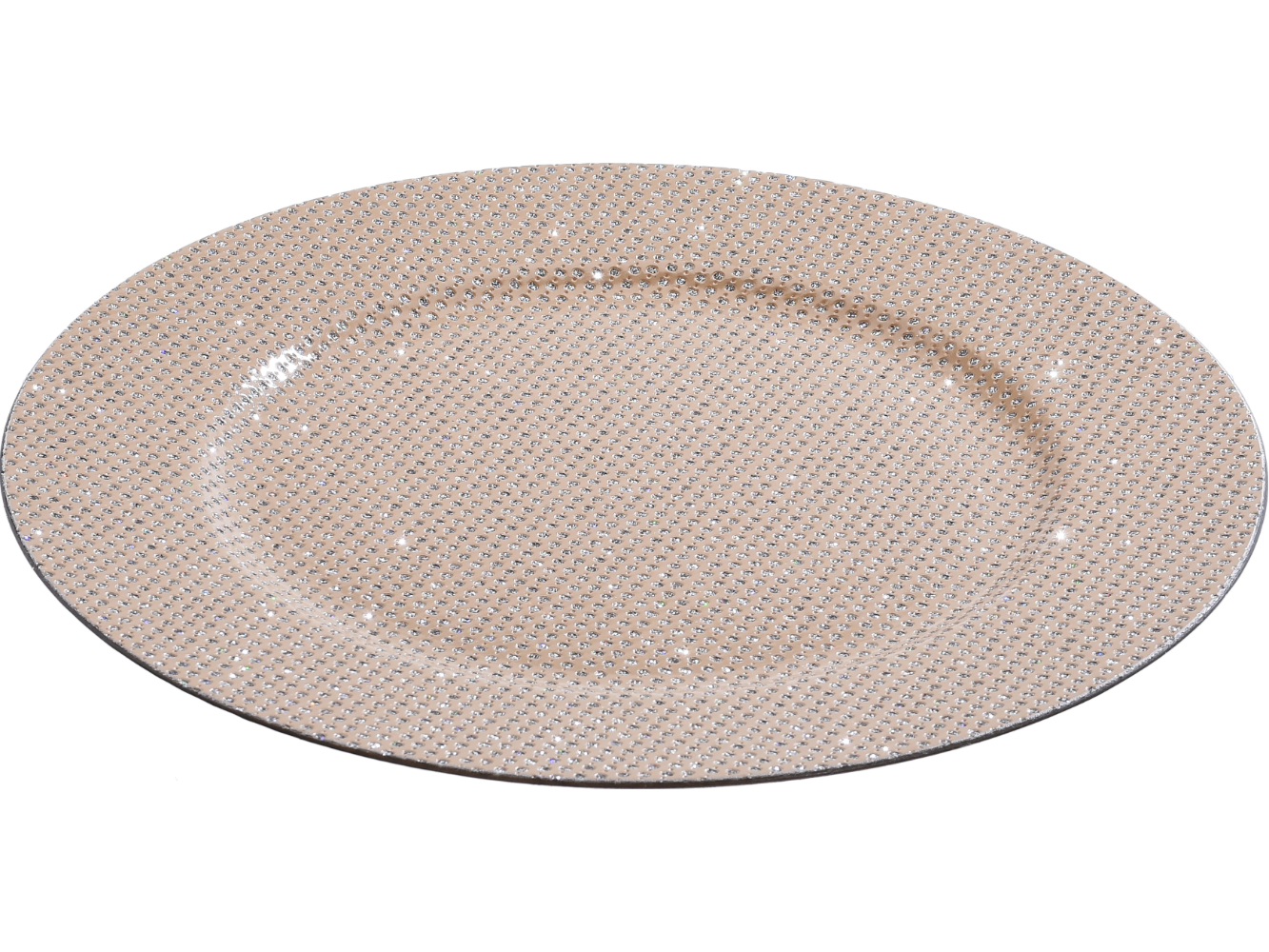 Deko Tablett Unterteller Champagner mit Glitter-Steinen