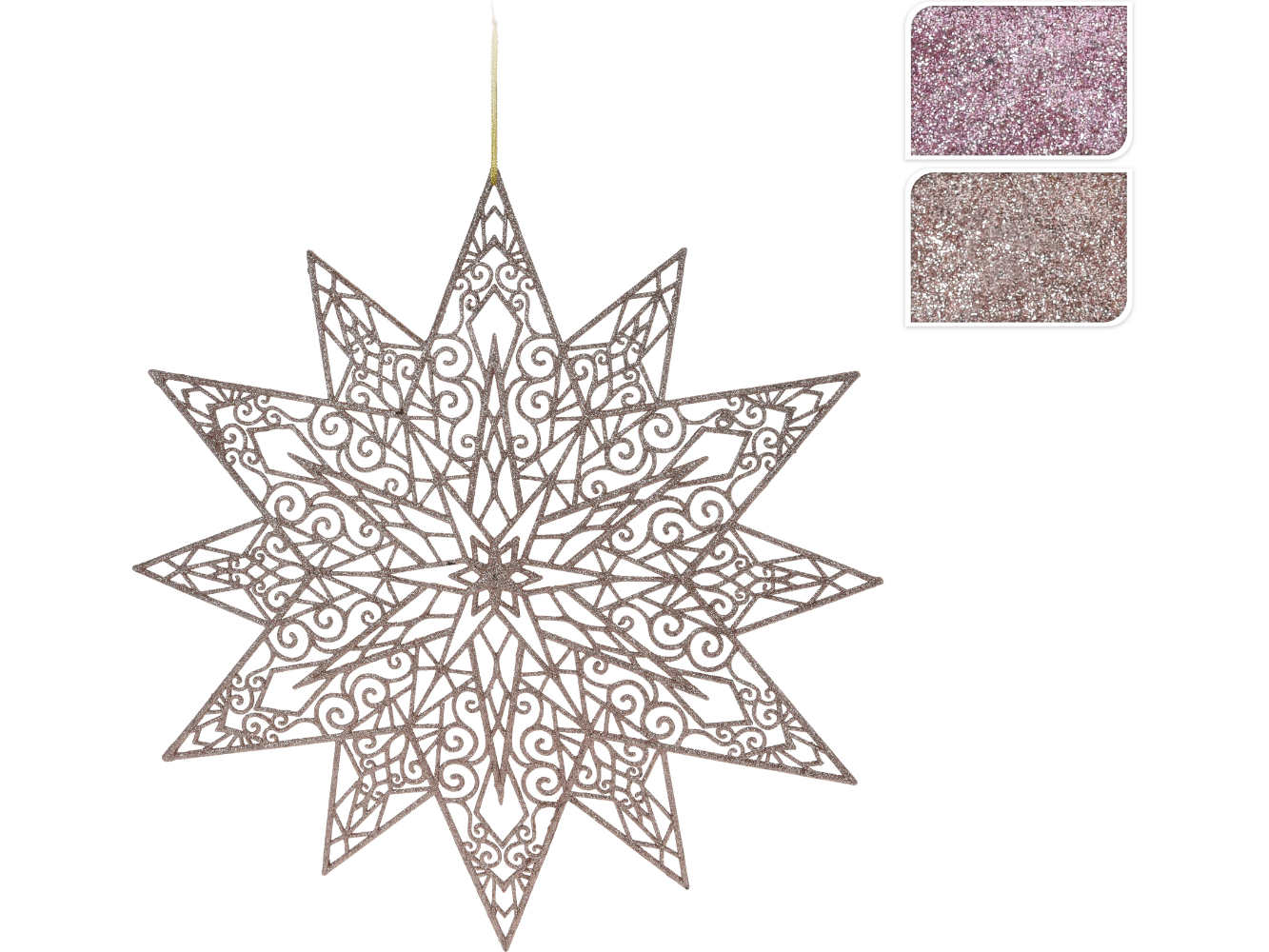 Hängedeko / Fensterdeko Schneeflocke Eiskristall rosé + gold