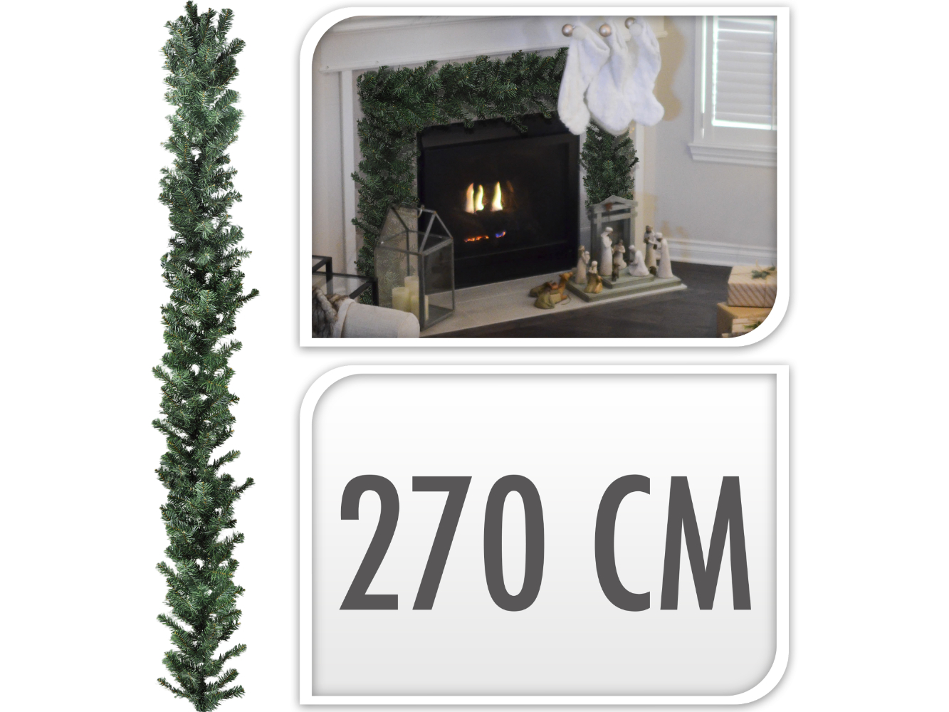 Weihnachtsgirlande, Tannenzweige 270 cm lang, grün