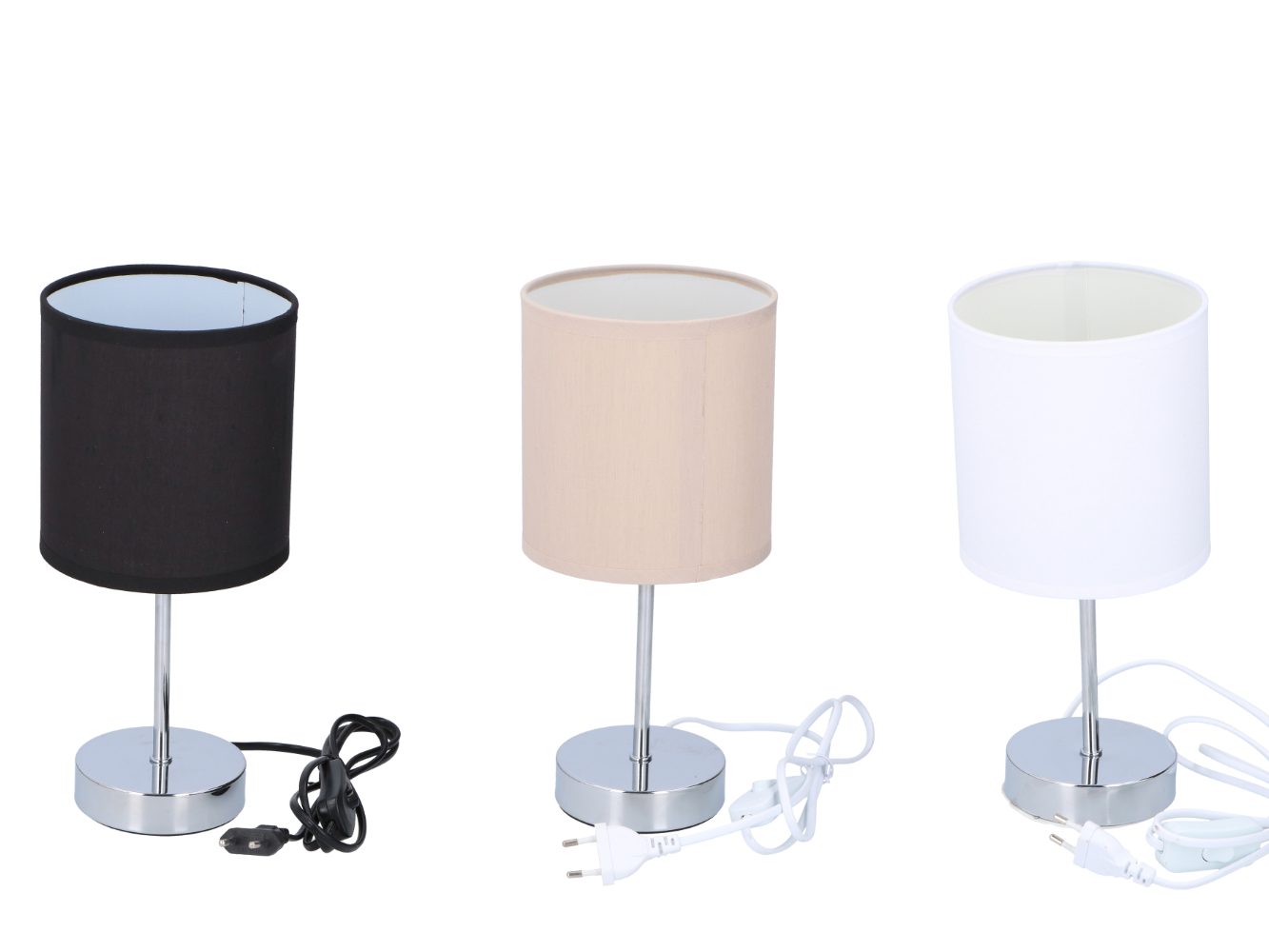 Tischlampe Edelstahl mit Stoff-Schirm