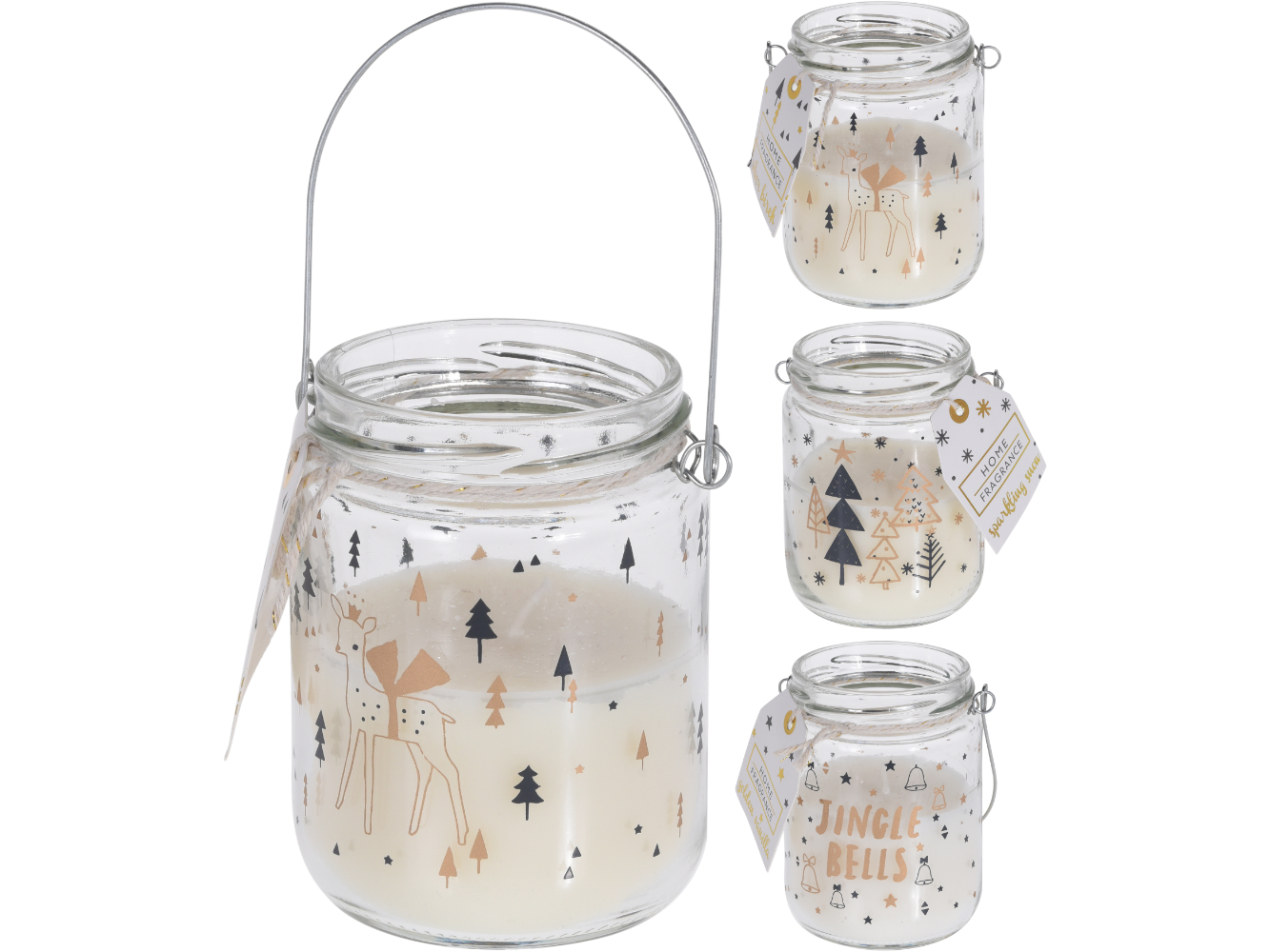 Duft-Kerze im Glas, 3 fach sortiert, Weihnachten/Winter