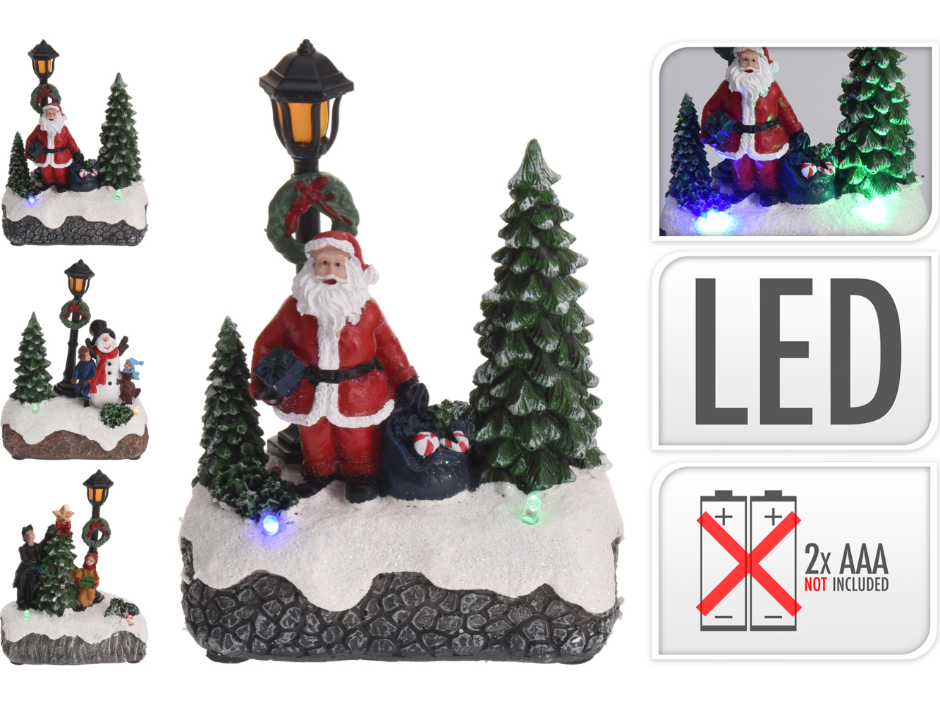 LED Winterlandschaft m. bunter Beleuchtung