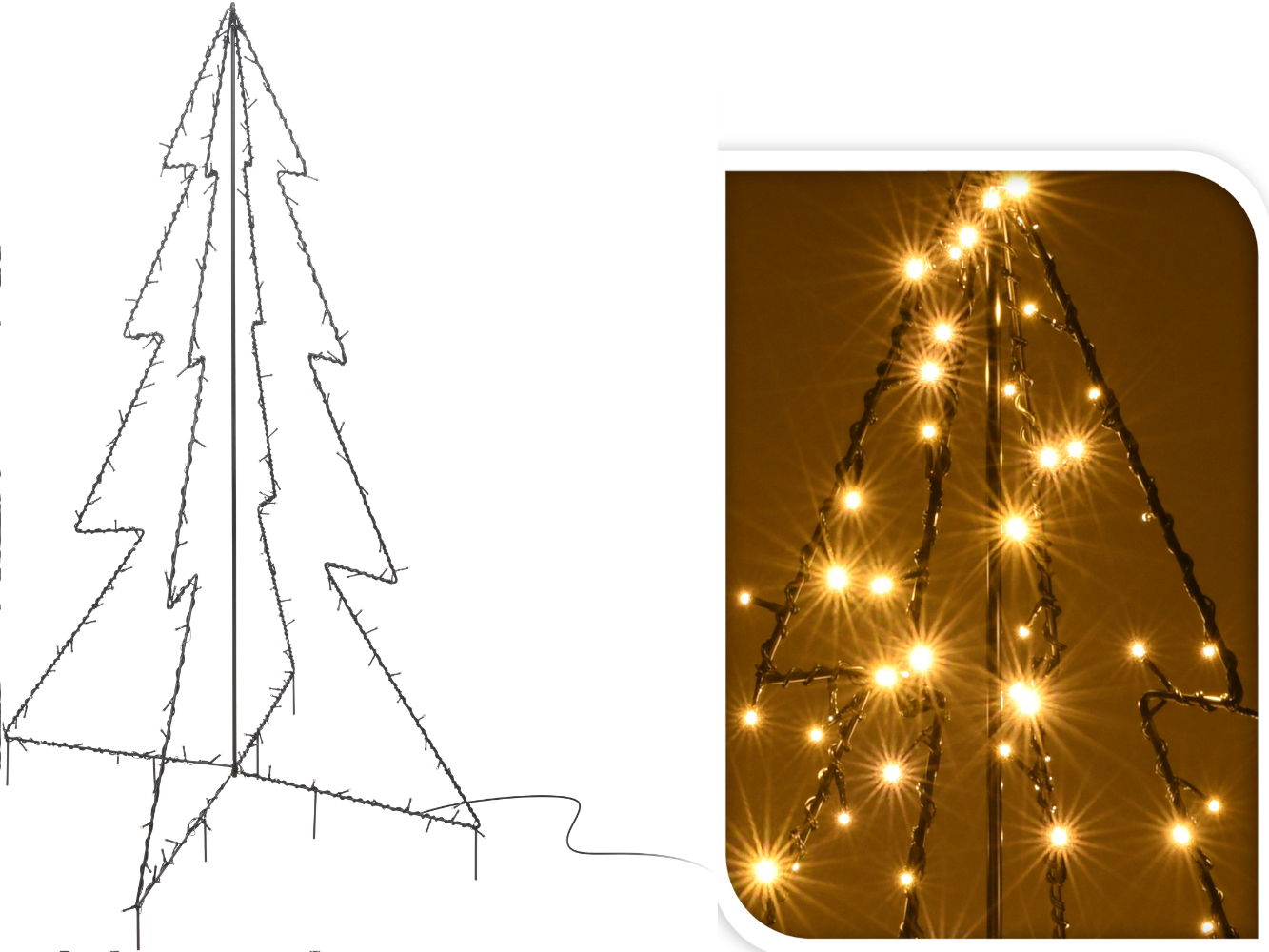 LED Aufsteller Weihnachtsbaum für Innen- & Außen, 200 LED`s warm-weiß