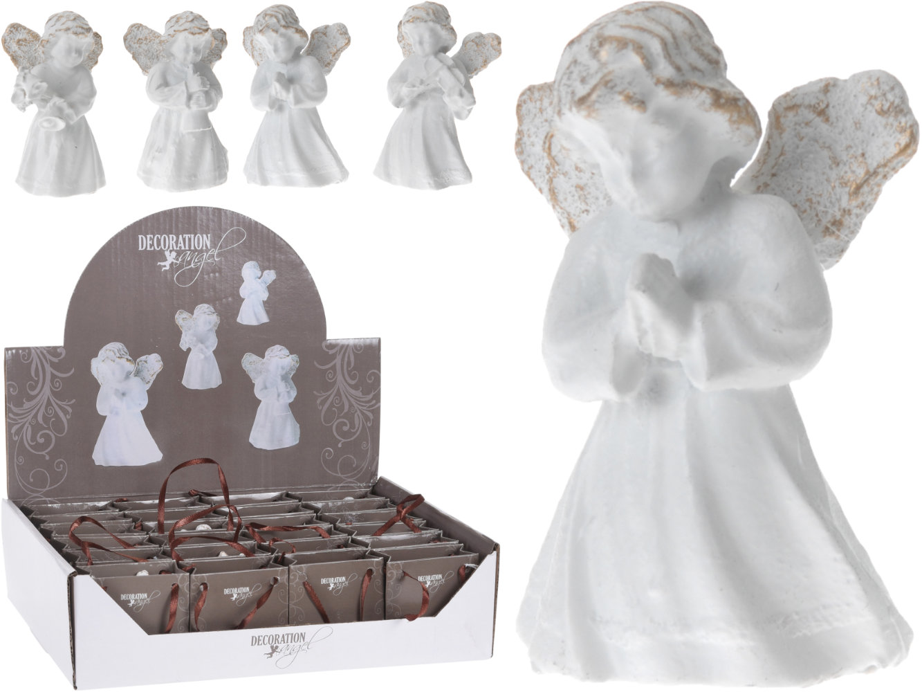 Engel in Tasche 4 cm weiß mit gold