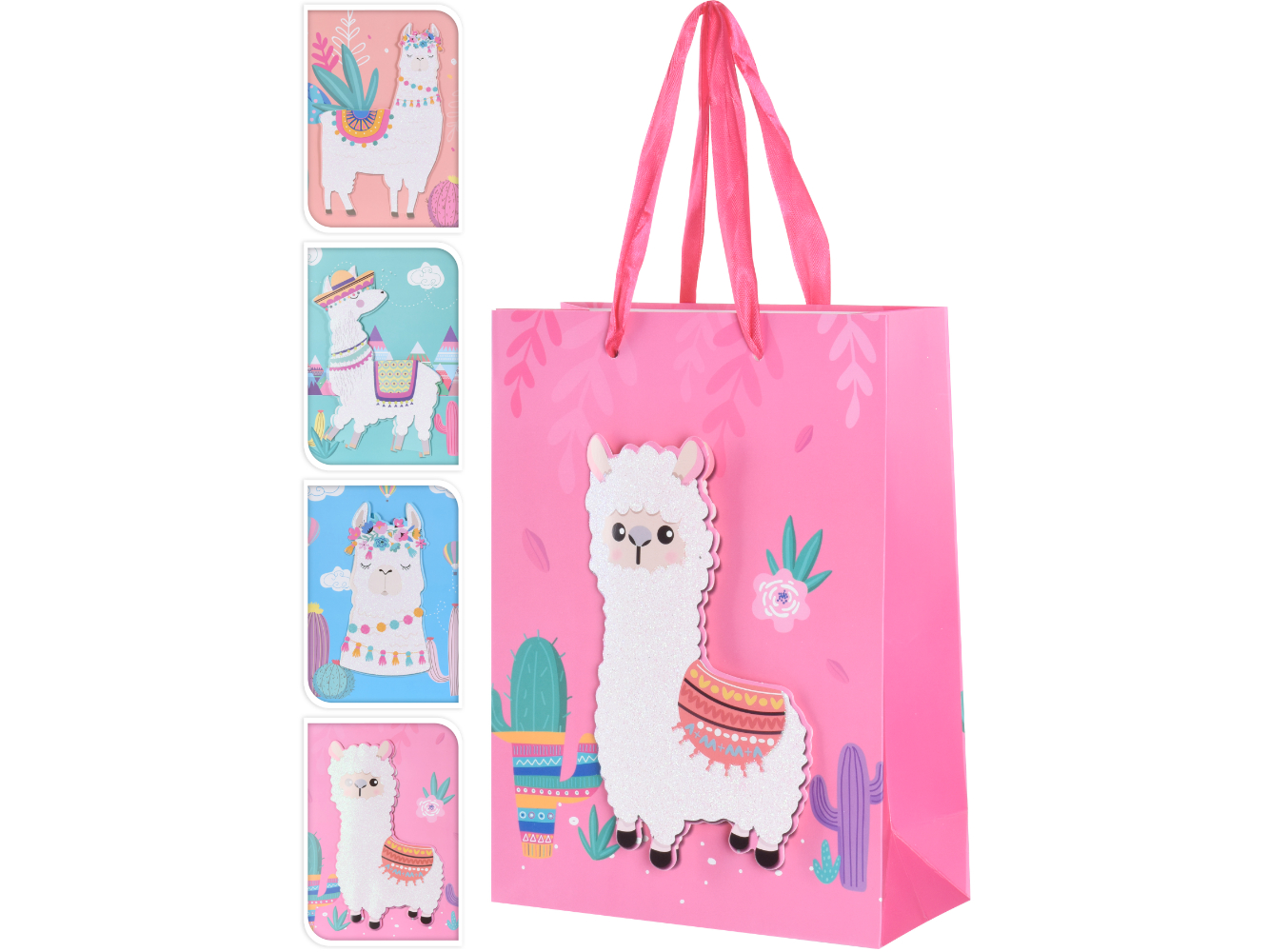 Geschenkbeutel Tüte Tasche LAMA m. 3D Applikationen