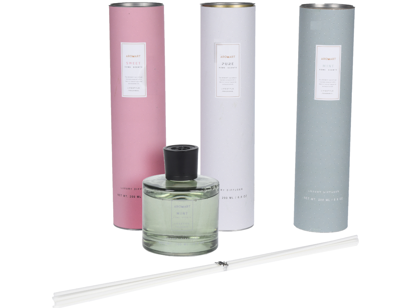 Raumduft, Duftset, Aromadifuser 200 ml mit 6 Holzstäbchen