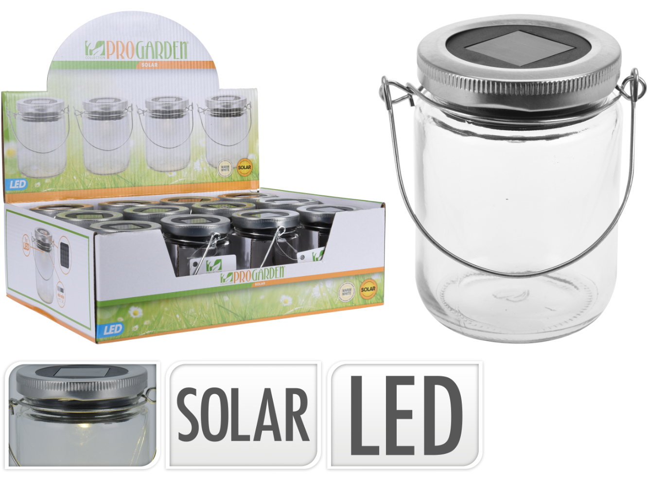 Dekoglas Solarlampe inkl. Akku, LED warmweiß