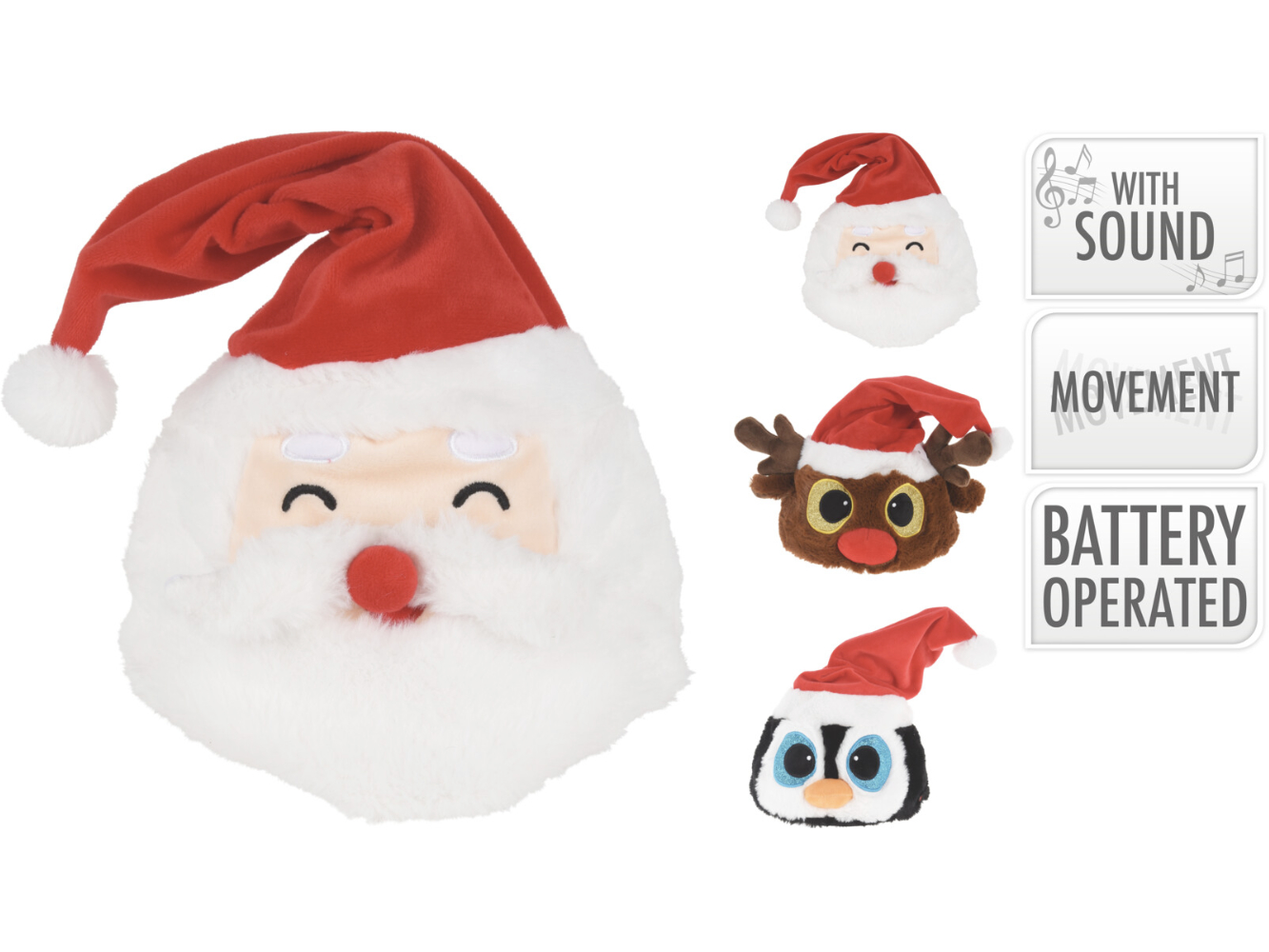 singende & tanzende Weihnachtsmann-Mütze aus Plüsch