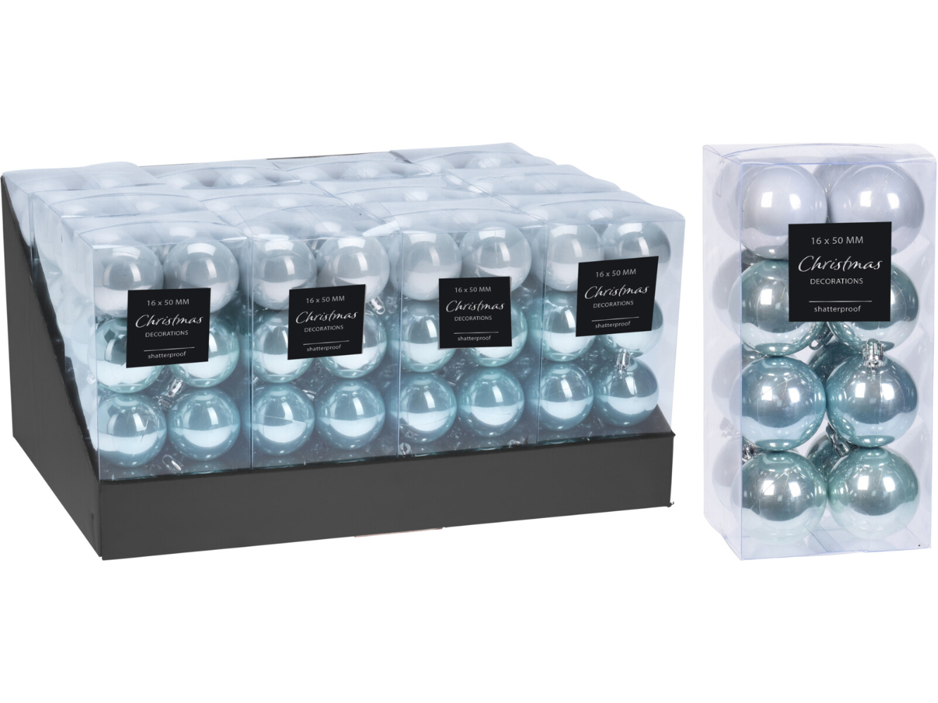 Weihnachtsbaumkugel 16er Set, 5,0 cm Arctic-Ice