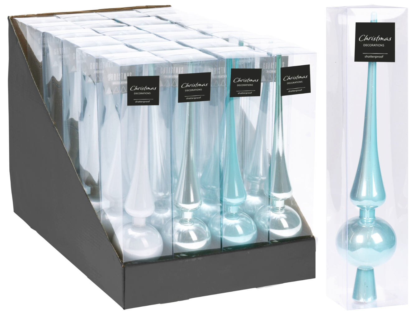 Weihnachtsbaumspitze Kunststoff 26 cm Arctic, weiß, grau, silber