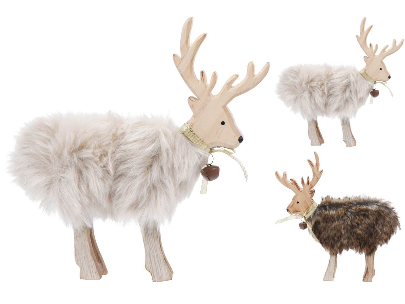 Deko Rentier mit Fell & Glöckchen