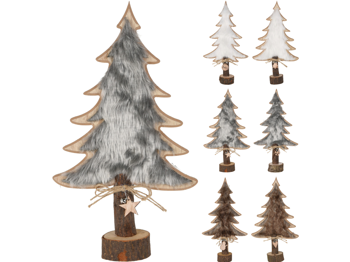 Deko Weihnachtsbaum, Holzbaum mit Fell