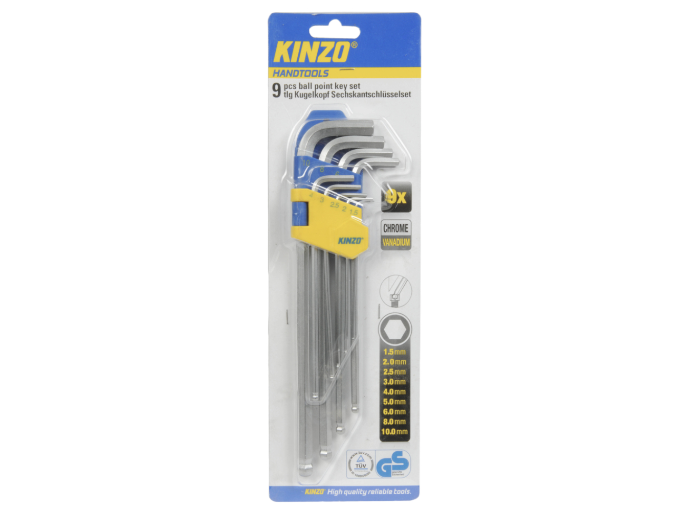 KINZO Imbusschlüssel Kugelkopf Sechskantschlüssel Set