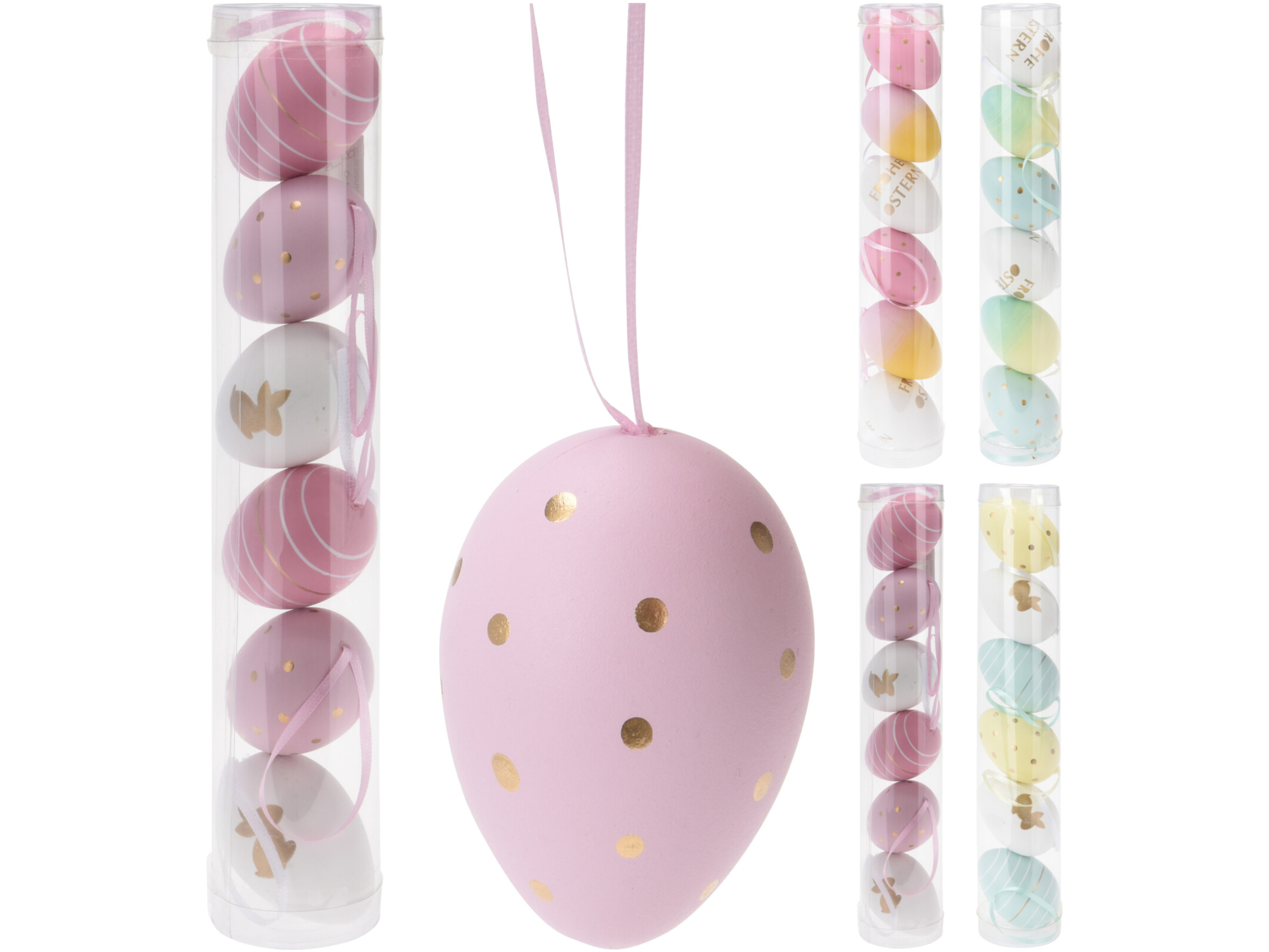 Ostereier Kunststoff pastell-farben, 6er Set